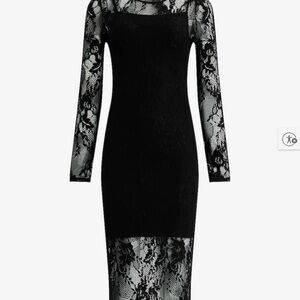 Express Black Lace Long Sleeve Dress
